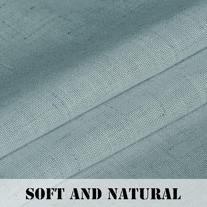 H.VERSAILTEX Linen Curtains Elegant Natural Linen Semi Sheer Curtains Energy Light Filtering Rod Pocket Window Treatments Panels for Living Room (Set of 2, Cloud Blue, 52 inch W X 84 inch L)
