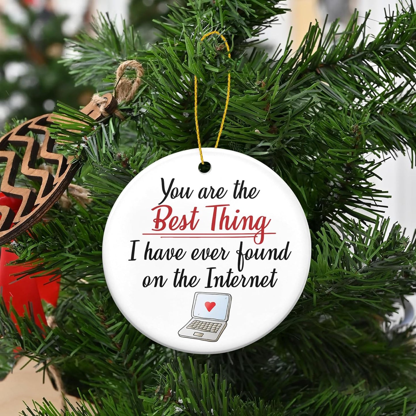TEEZWONDER Couples Gifts for Him and Her - Ceramic Christmas Ornaments 2025 for Tree Decorations - Christmas Anniversary Birthday Gifts for Women Men, Couple Gift for Girlfriend Boyfriend