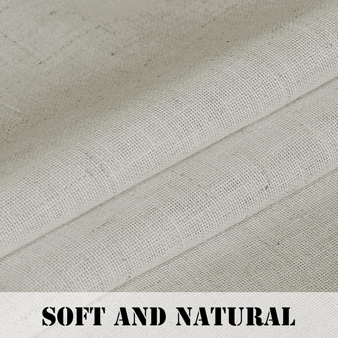 H.VERSAILTEX Linen Curtains Elegant Natural Linen Semi Sheer Curtains Energy Light Filtering Rod Pocket Window Treatments Panels for Living Room (Set of 2, Pale Oak, 52 inch W X 72 inch L)