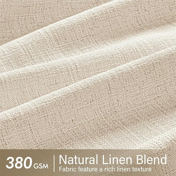 MIULEE Pinch Pleated Thick Linen Curtains 102 Inches Long 2 Panels for Living Room Bedroom, Linen Textured Drapes Pleat Back Tab Memory Trained Light Filtering Boho Birch Window Curtains with Hooks