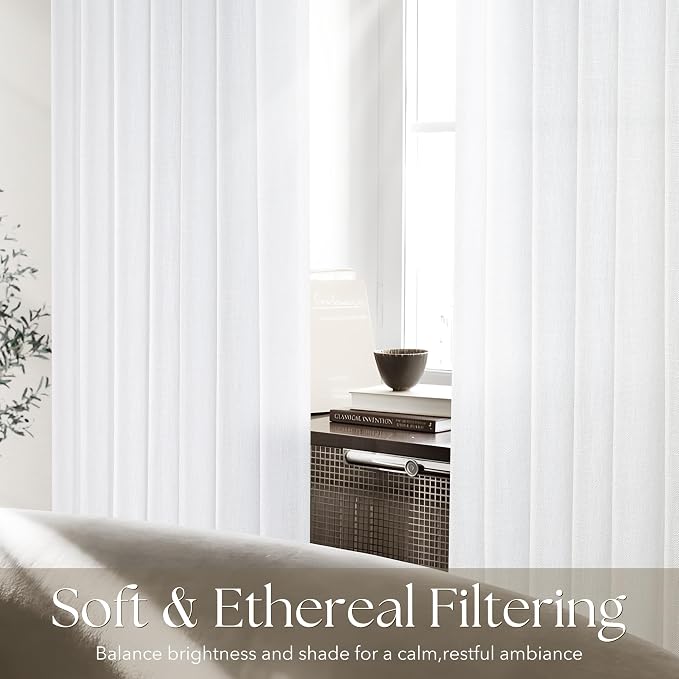 Pinch Pleated White Linen Curtains 78 inches Long for Bedroom 2 Panels Light Filtering Semi Sheer White Pinch Pleat Curtain 78 Length Modern Coastal Decor Off White Cotton Textured Window Drapes