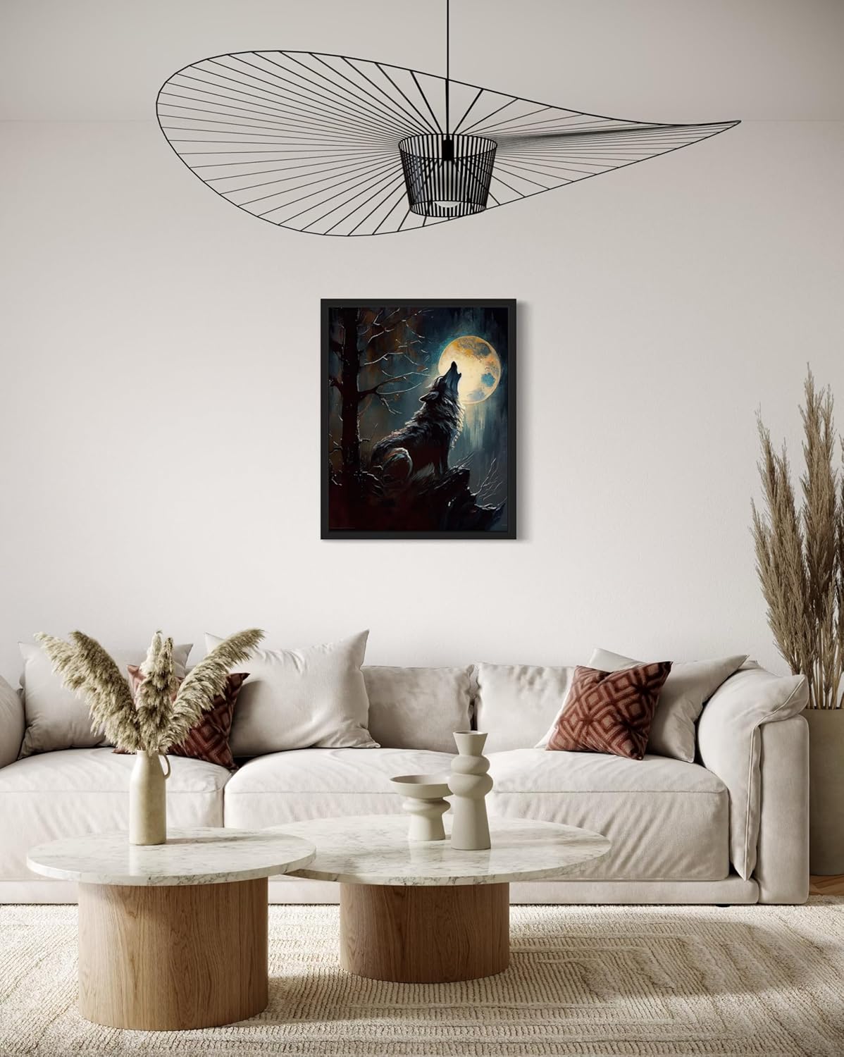 Wolf howling Poster Art Print, Halloween Scary Vintage Wall Art Academia Spooky Painting Decoration for Horror Prints, Gothic Posters Bedroom Decor 89 (Wolf howling, 16 x 20 inches, Unframed)