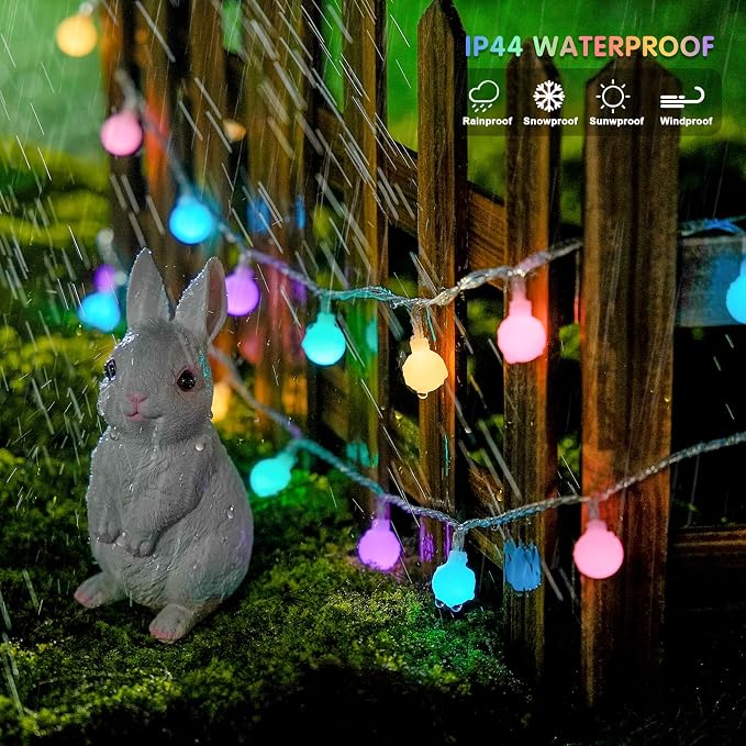 JMEXSUSS 33 ft 100 LED Connectable Globe Easter Lights String Indoor | 8 Modes String Lights Plug in with Remote, Timer Pastel Christmas Light Outdoor for Bedroom Tree Room Party Easter Decoration