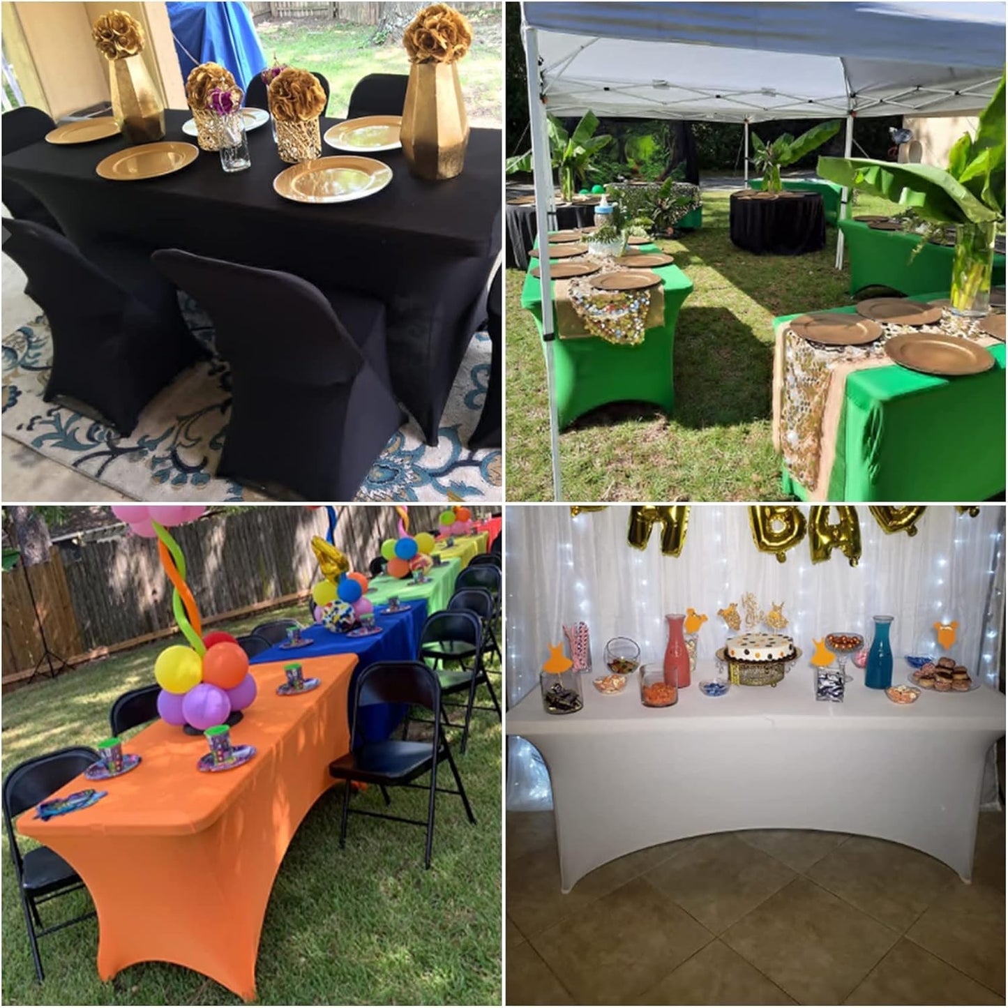 2Pack Spandex Waterproof Table Covers 6ft，Spandex 6ft Waterproof Table Cover for Party,Wedding, Banquet, and Events(Champagne)