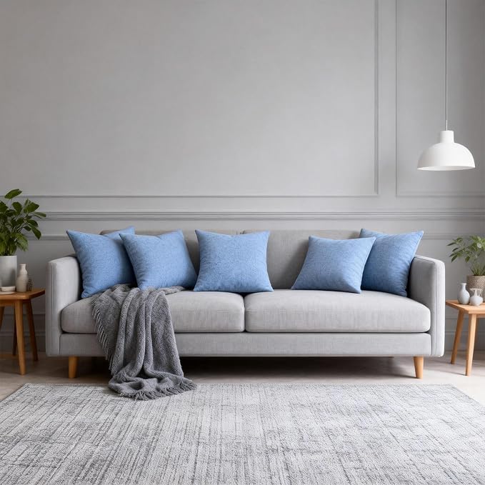 Throw Pillows with Inserts Included, 18x18 Couch Pillows,Throw Pillows for Couch,Blue,2 Pack.