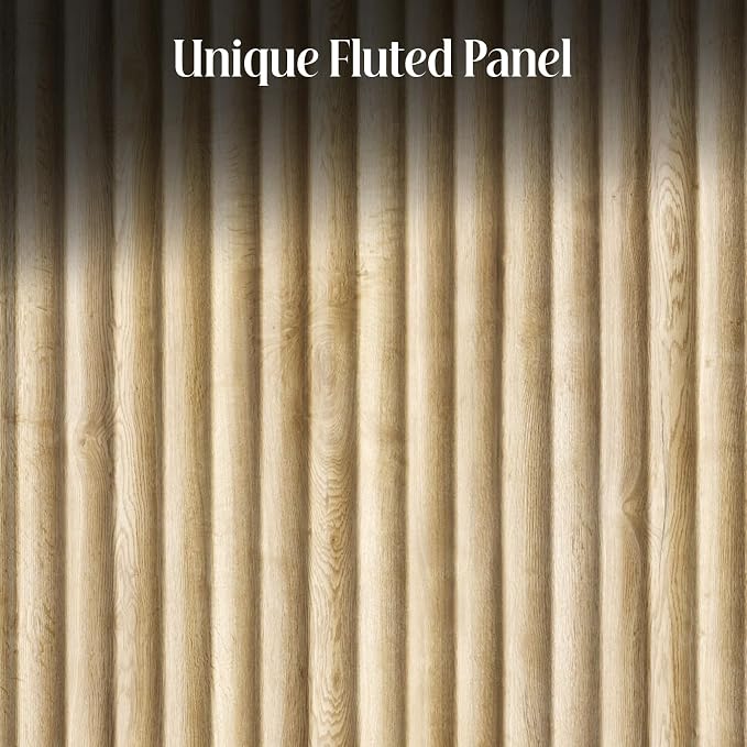 Fluted Buffet Cabinet Sideboard with Storage, Wooden Credenza with 2 Doors & Adjustable Shelf, Modern 15" Deep Accent Cabinet for Living Room, Kitchen Dining Room Entryway,Natural Oak