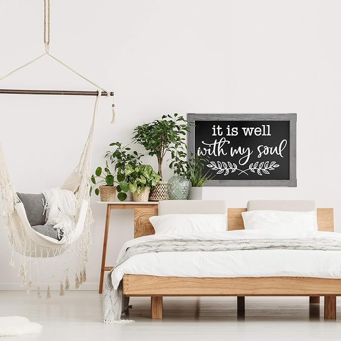 Loddie Doddie Magnetic Chalkboard - 20" x 30", Gray Rustic Wood Frame - Magnet Board for Wall - Chalkboard Signs & Magnet Display - Menu Board for Kitchen & Chalk Calendar for Wall