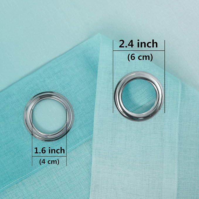 DWCN Faux Linen Ombre Sheer Curtains - Semi Voile Gradient Sheer Curtains Bedroom and Living Room Drapes, Set of 2 Grommet Top Window Curtain Panels, 52 x 54 Inch Length, Teal
