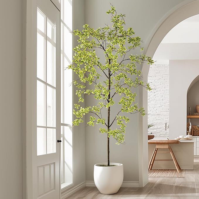 Erimda Faux Black Olive Tree 8ft, Faux Plants Indoor Large Tall Tree Artificial Shady Lady Tree with Natural Wood Trunk & Realistic Leaves, Fake Olive Plant for Home Office Indoor Decor