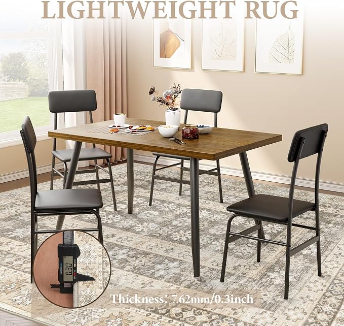 Area Rug Living Room Rugs 8x10 - Large Soft Boho Floral Rug, Non-Slip Foldable Washable Rugs Non Shedding Morden Indoor Floor Carpet for Living Room Bedroom Office Dining Room(FloralBrown, 8'x10')