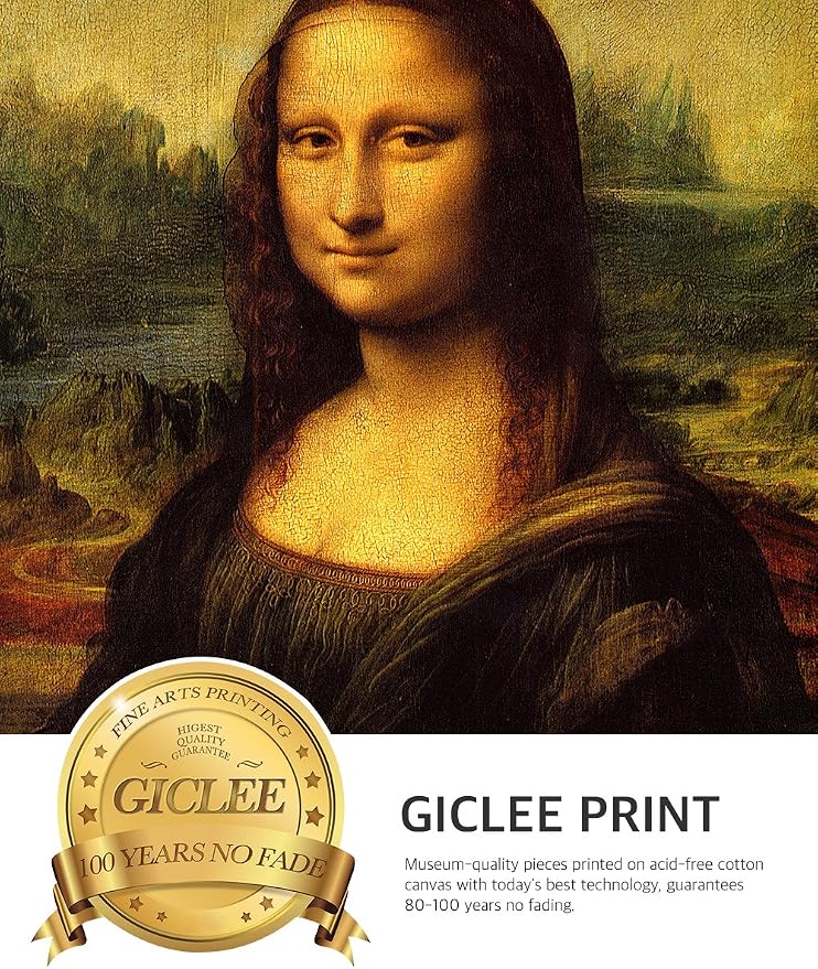 DECORARTS - Mona Lisa by Leonardo DaVinci. The World Classic Art Reproductions. Giclee Print& Museum Quality Framed Art for Wall Decor. Canvas Print Size: 20x30in Total Framed Size: 26x36