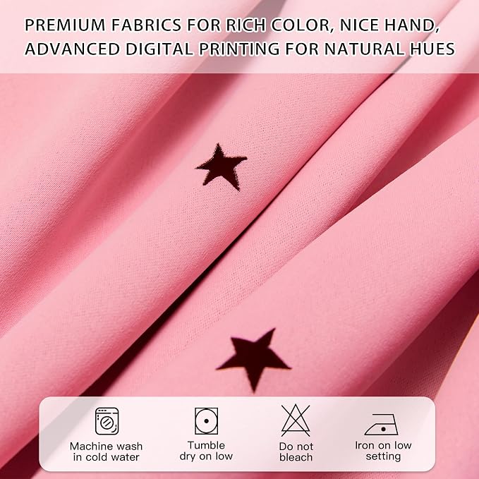 XiDi Pink Curtains Girls for Kids Room and Bedoom, 1 Panel