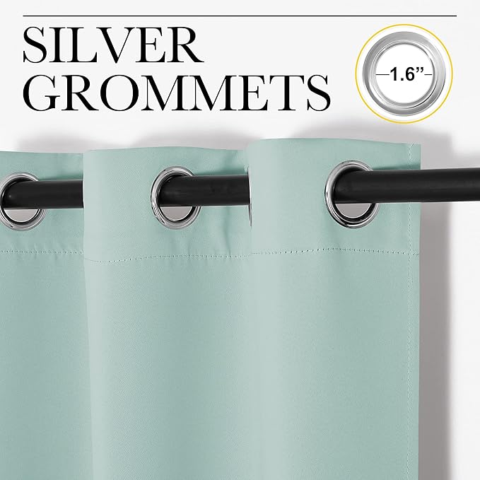 NICETOWN Bedroom Curtain Panels Blackout Draperies, Thermal Insulated Solid Grommet Blackout Curtains/Drapes (Aqua, One Pair, 34 by 72-inch)