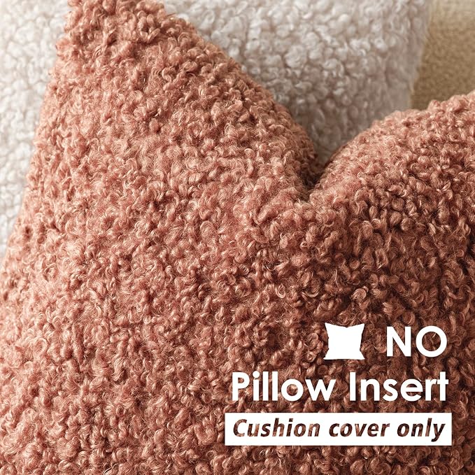 Foindtower 2 Pieces 20x20 Inch Dusty Pink, Faux Fur Throw Pillow Cover Accent Sherpa Furry Pillow Covers Fuzzy Soft Pillowcases Cozy Sheepskin Decorative Fleece Cushion Case for Bed Couch Living Room