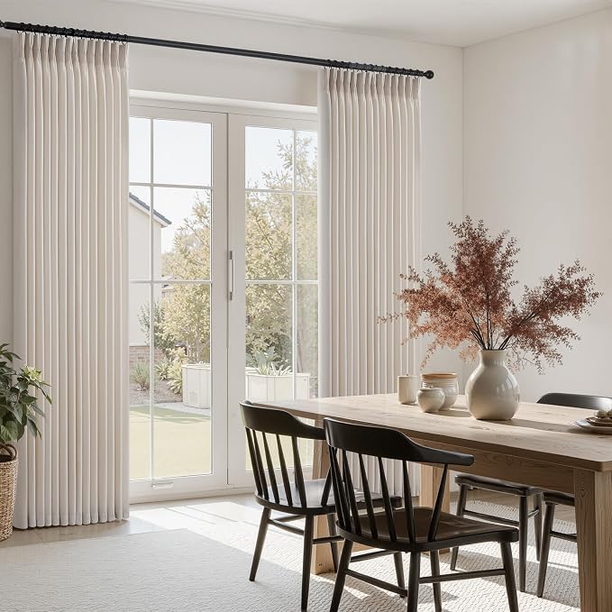90 Inches Long Pinch Pleated Semi Sheer Curtains,Ivory Beige Linen Blended Light Filtering Window Curtains 90 Length 2 Panels for Living Room Bedroom Pinch Pleat Drapes with Hooks 2 Panels