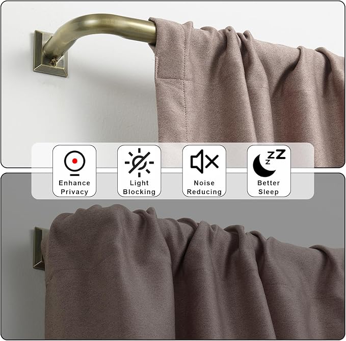 1 1/4 Diam Large Room Darkening Rods, 28-48Inch(2.33-4ft) Length Telescoping Wrap Around Curtain Rods For Bedroom Living Room Kitchen, Antique Bronze