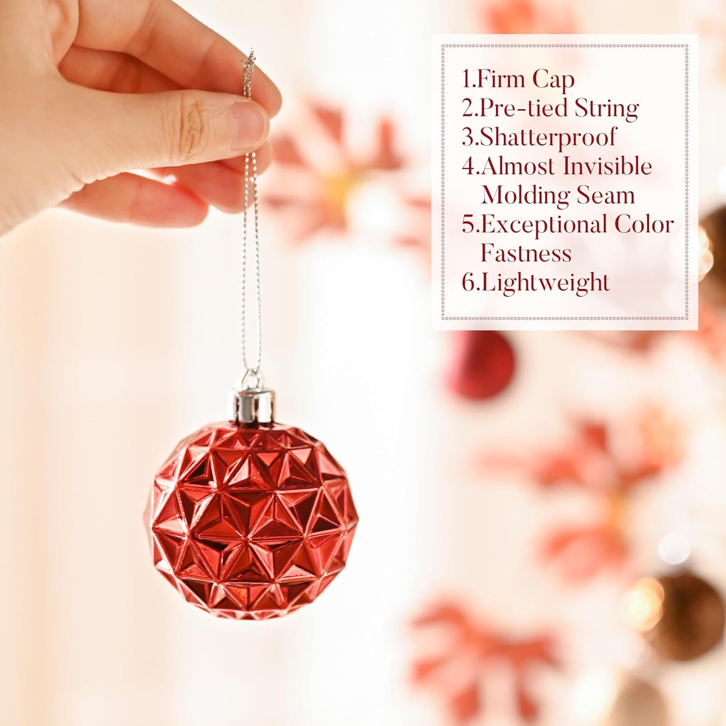 Valery Madelyn Christmas Tree Decorations Ornament Set for Fall Halloween, 50ct 2 Inches Red Brown White Shatterproof Christmas Ball Ornaments Hanging Xmas Holiday Party Decor
