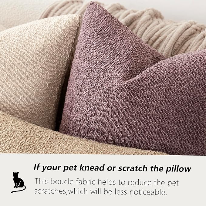 Foindtower Pack of 2, Decorative Textured Boucle Throw Pillow Covers Neutral Accent Solid Pillow Cases Cozy Soft Couch Cushion Case for Chair Sofa Bedroom Living Room Home Decor 22x22 Inch Dark purple
