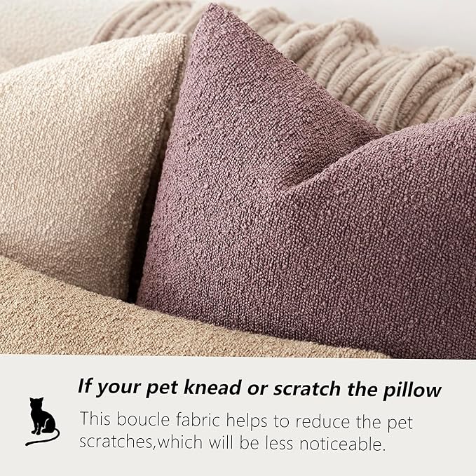 Foindtower Set of 2, Decorative Textured Boucle Throw Pillow Covers Accent Solid Pillow Cases Soft Cozy Couch Cushion Case for Chair Sofa Bedroom Living Room Home Decor 26x26 Inch Dark Purple