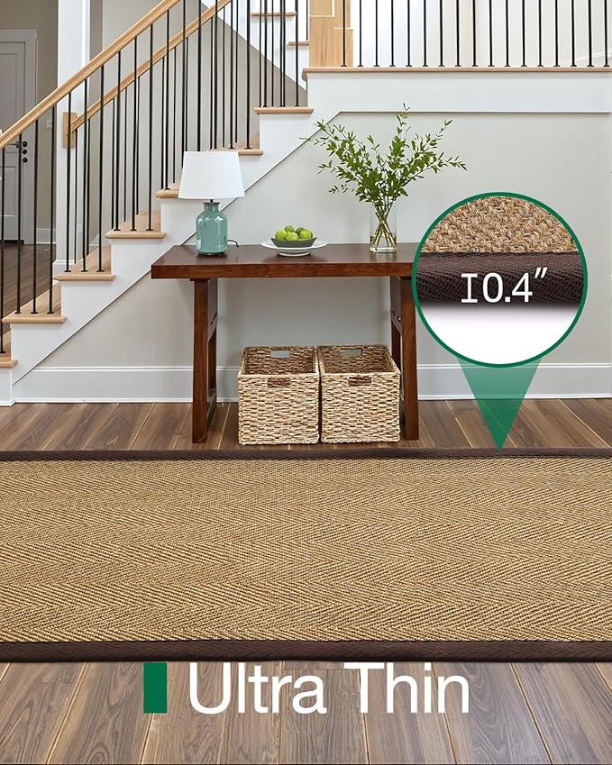LUMI 2x7 Sisal Runner Rug Non Slip for Hallway, Natural Rustic Carpet No Shedding, Farmhouse Braided Area Mat Indoor High Traffic for Living Room, Entryway, Kitchen, Laundry