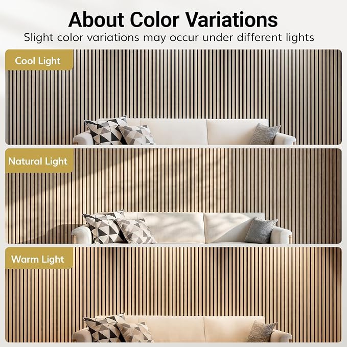 TONOR Wood Slatwall Panels, 2 Pack 47.2" x 23.6"/ 120 x60cm(15.5ft²) Acoustic Wall Panels, Wood Slat Acoustic Panels for Noise Cancelling and Wall Décor Living Room, Bedroom, Home Decor, Office, Oak