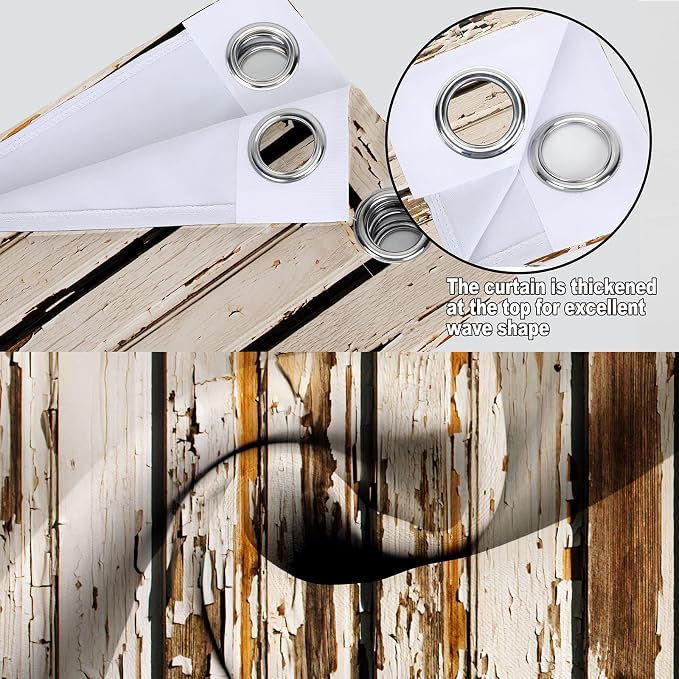 MissHope Rustic Wood Barn Door Blackout Curtains Village Wooden Home Decor Vintage Farmhouse Country Plank Decorate for Bedroom Living Room Grommet Window Drapes 2 Panel Set, 42"x63"