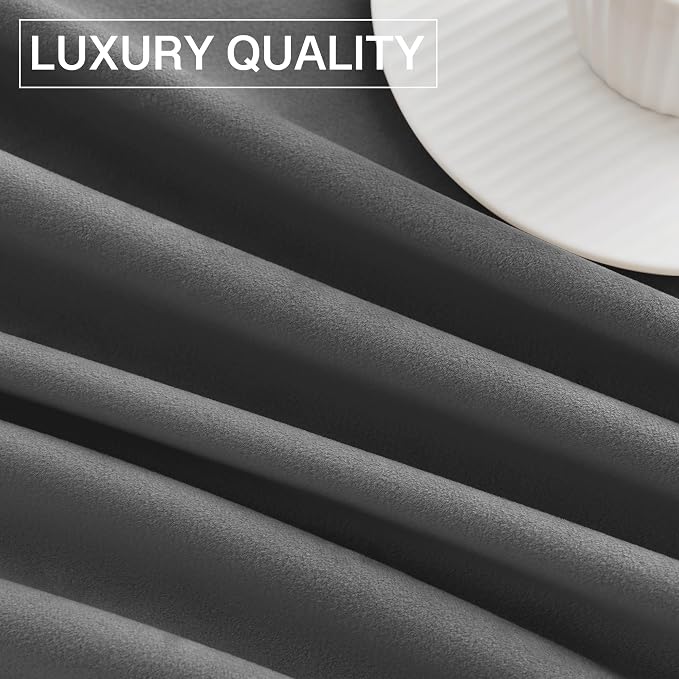StangH Grey Velvet Curtains 108 inches Long Dual Rod Pocket, 2 Panels | 300GSM Soft Velvet, Room Darkening, Thermal Insulated, Privacy Protect, Noise Absorb, Bedroom, Living Dining Room