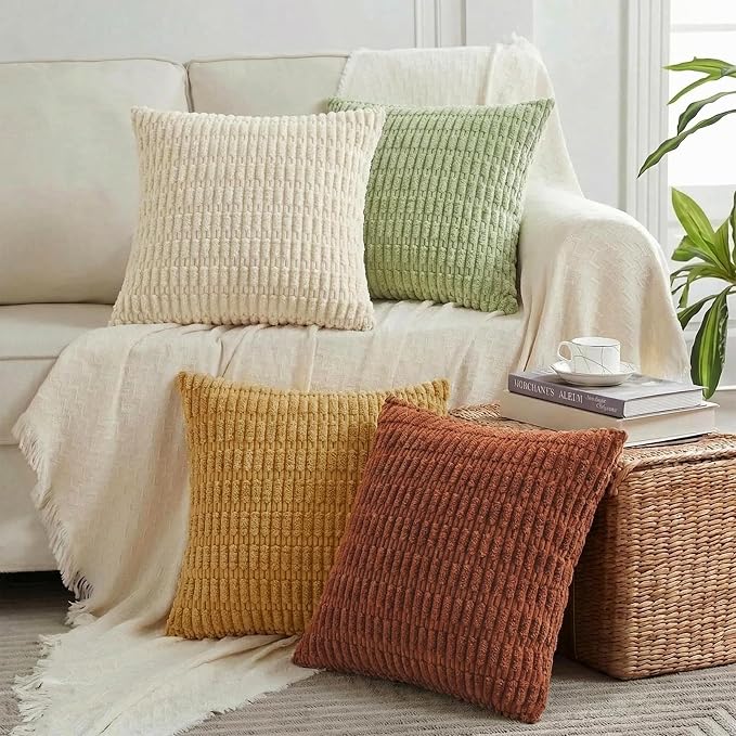 Fancy Homi 4 Packs Decorative Throw Pillow Covers for Living Room Couch Bed, Modern Farmhouse Boho Home Décor Accent Cushion Case, 14" x 14", Fall