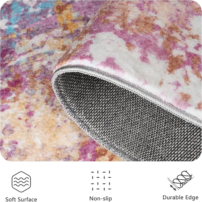 8x10 Area Rugs, Abstract Modern Ultra Soft Washable Rug, Non Slip Carpet with Rubber Back Stain Resistance Rugs for Living Room, Bedroom, Dining Room Decor(Starlight)