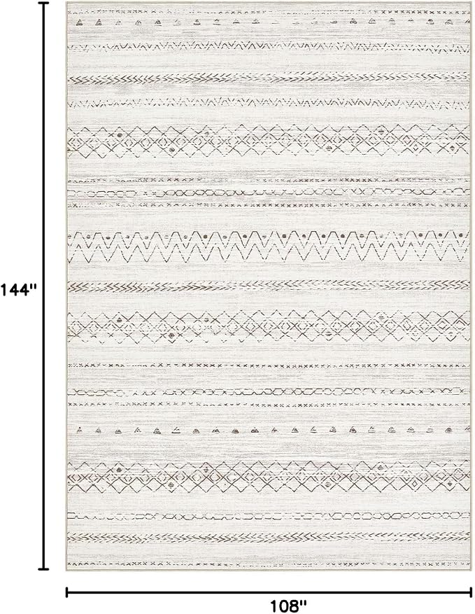 cotiled 9x12 Area Rugs Living Room Rug: Washable Boho Rugs with Non Slip Backing Large Soft Indoor Stain Resistant Carpet for Bedroom Farmhouse Dining Room Lightweight Home Decor Brown