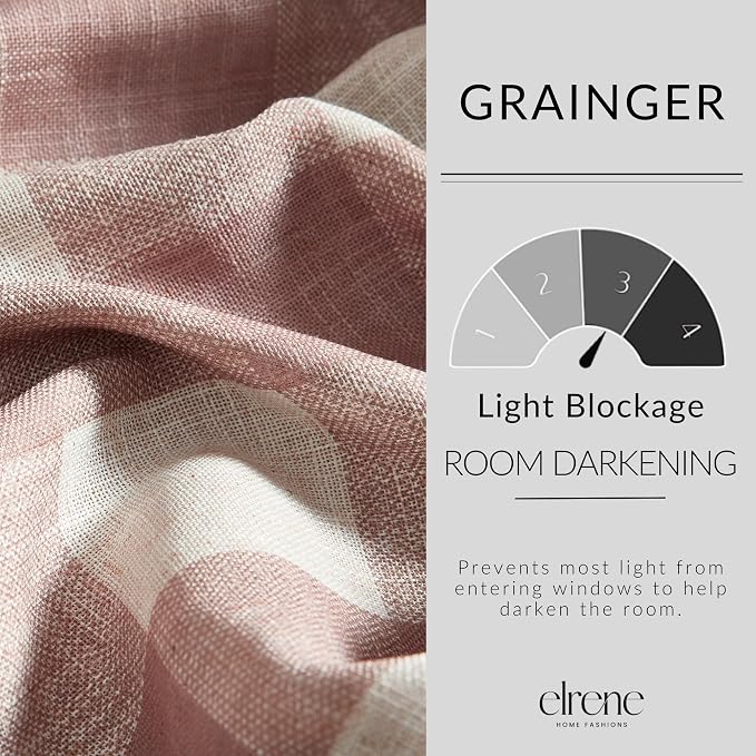 Grainger Buffalo Check Blackout Window Curtain, Red - 52" W x 108" L