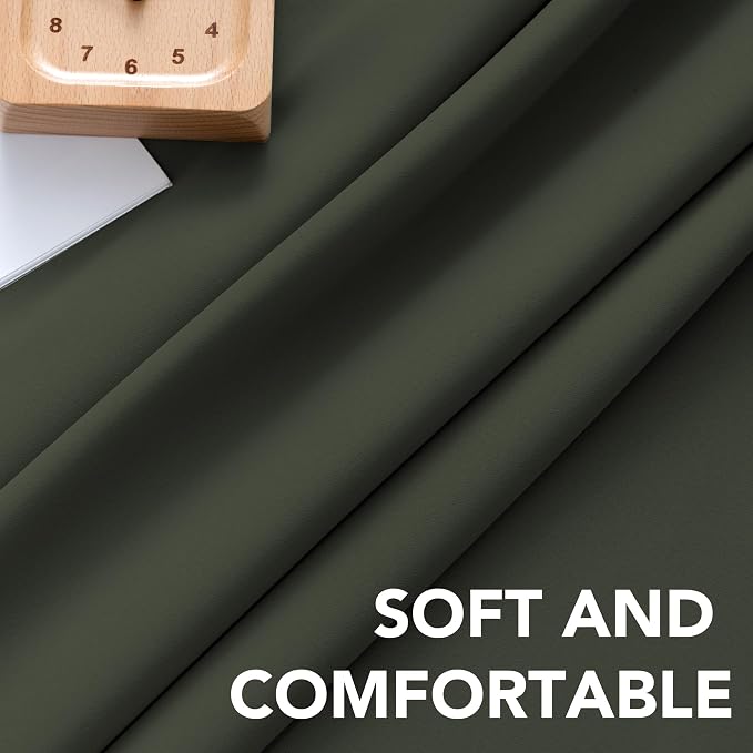 H.VERSAILTEX Blackout Curtains Thermal Insulated Window Treatment Panels Room Darkening Blackout Drapes for Living Room Back Tab/Rod Pocket Bedroom Draperies (2 Panels, Olive, 52 x 54 Inch)
