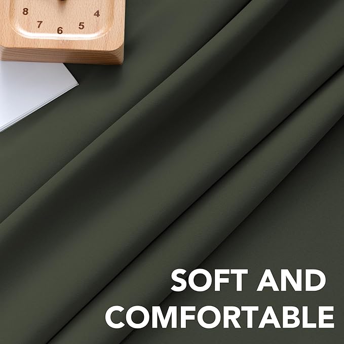 H.VERSAILTEX Blackout Curtains Thermal Insulated Window Treatment Panels Room Darkening Blackout Drapes for Living Room Back Tab/Rod Pocket Bedroom Draperies (2 Panels, Olive, 52 x 84 Inch)