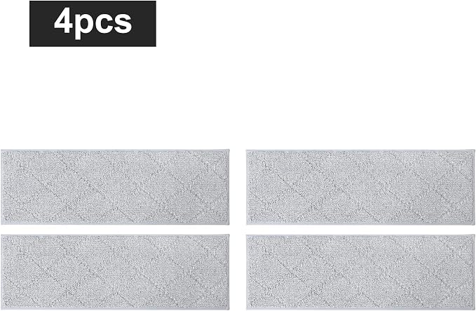 COSY HOMEER Edging Stair Treads Non-Slip Carpet Mat 28inX9in Indoor Stair Runners for Wooden Steps, Edging Stair Rugs for Kids and Dogs, 100% Polyester TPE Backing (4pc, Grey)