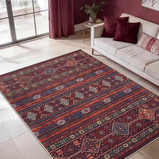 Keen Home Design 48"x72" Rug - Machine Washable Area Rug with Non-Slip Backing, Ideal for Living Room, Dining Room, Bedroom - Vintage, Easy Clean, Durable, Low Pile Rug - (4' x 6')