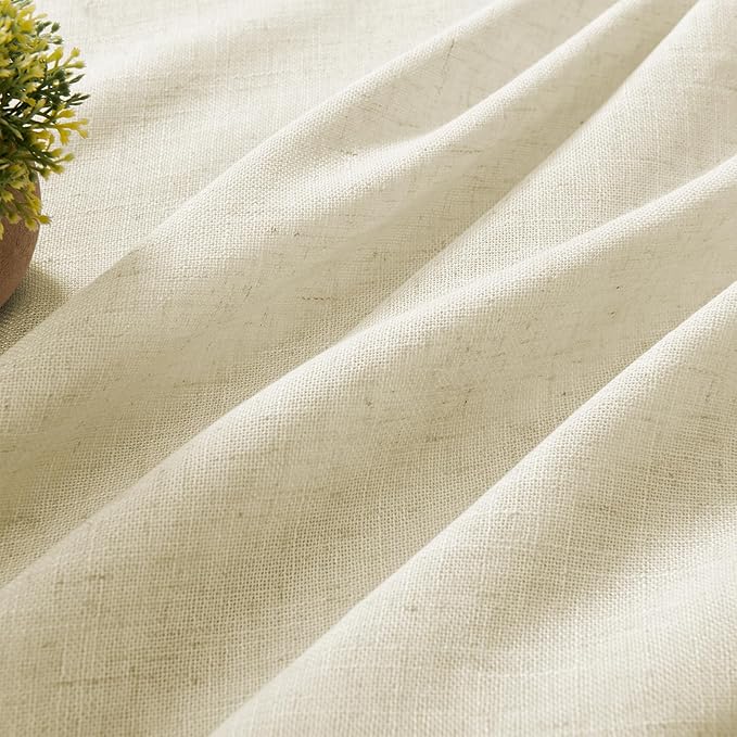 Joydeco Linen Curtains 108 Inch Length 2 Panel Sets,Light Filtering Curtains for Bedroom 100 Inch Wide Living Room Drapes with Back Tabs & Rod Pockets (W100 x L108 Inch, Linen)
