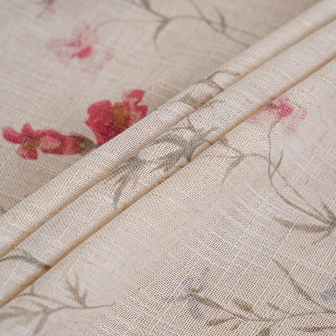 OYX Floral Curtains 2 Panels 52x96 Inches, Boho Tassel Semi-Sheer Light Filtering, Rod Pocket Farmhouse Window Drapes for Bedroom Living Room Dining Room, Bohemian Aesthetic Decor