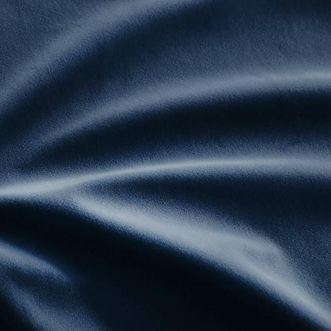 RYB HOME Navy Blue Velvet Curtains for Bedroom Living Room, Thermal Insulated Privacy UV Heat Blocking Luxurious Drapes for Nursery Dining Room, 52"W x 108"L, 2 Panels, Rod Pocket/Back Tab/Hook Belt