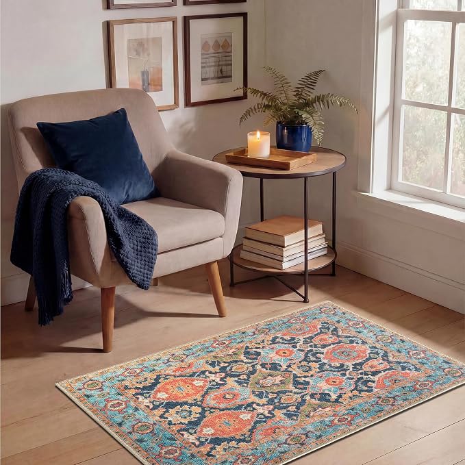 Keen Home Design 24"x36" Rug - Machine Washable Entry Rug with Non-Slip Backing, Ideal for Entryway, Kitchen, Bathroom, Laundry Room - Vintage, Easy Clean, Durable, Low Pile - (2' x 3')