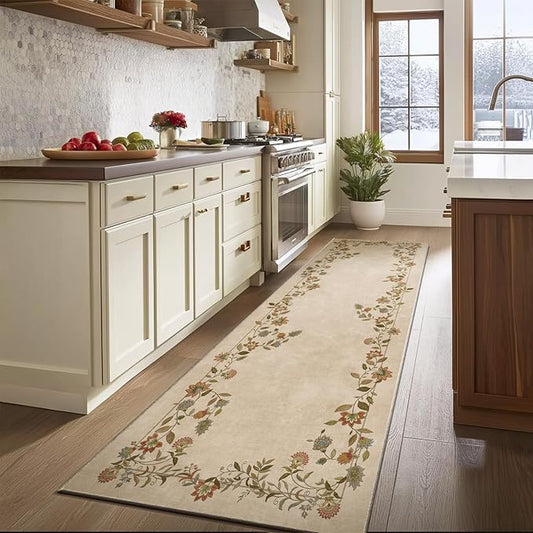 Washable Kitchen Runner Rugs for Entryway: 2'6"x8' Hallway Rug Stain Resistant Non Slip Low Pile Soft Living Room Floor Carpet Runners for Kitchen Bedroom Laundry Room Farmhouse Indoor