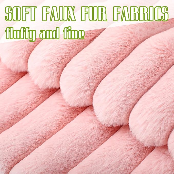 Mixweer 6 Pcs Back to School Faux Fur Plush Throw Pillow Covers 18x18 Inch Pastel Soft Fluffy Striped Decorative Pillow Covers with Velvet Back for Sofa Couch Cushion Bedroom, Home Classroom Decor