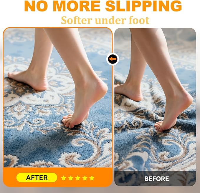 Songrey Non Slip Rug Pad Gripper 2 x 10 Ft, Thick Felt Fabric with Anti Skid Backing, Carpet Pad for Hardwood Floors, Keep Area Rugs in Place and Safe