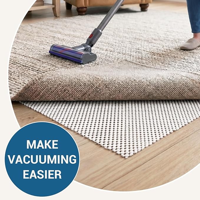 Non Slip Rug Pad Gripper for Hardwood Floors, 5x7 FT Anti Slide Rug Underlay, Eco Safe Odor Free, Cushioned Floor Protector, Cut-to-Size Multi-Purpose Pad