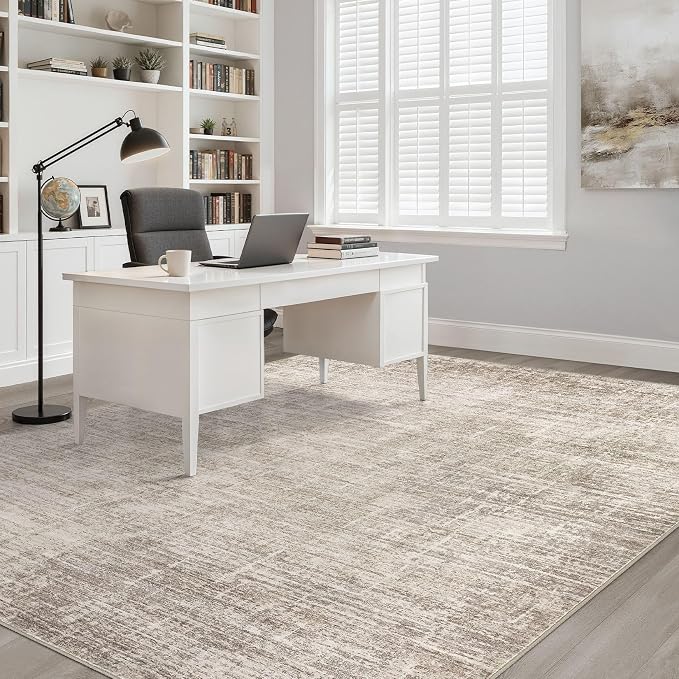 7x9 Area Rug Living Room: Washable Large Neutral Brown Rug Abstract Soft Modern Stain Resistant Indoor Floor Non-Slip Carpet for Bedroom Nursery Kids Office Playroom Dining Room Under Table Home