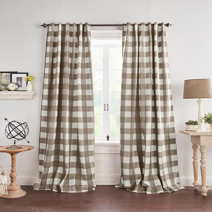 Grainger Rod Pocket Back Tab Window Curtain Panel, Espresso - 52" W x 108" L