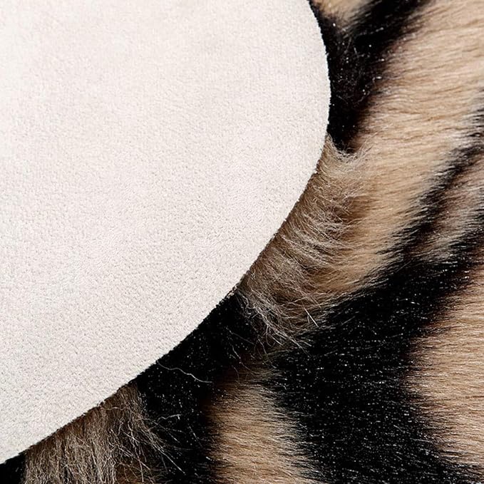 Tiger Print Rug, Faux Cowhide Area Rug Animal Printed Carpet Skin Fur Luxury Soft Faux Fur Rug for Living Room, Bed Room, 31.5x43.5 Inch