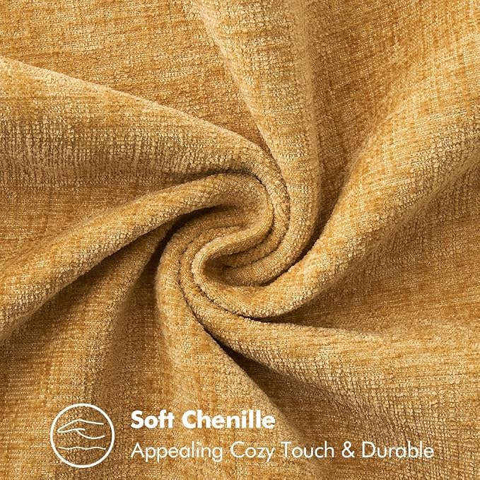 MIULEE Pack of 2 Couch Throw Pillow Covers 16x16 Inch Gold Mustard Yellow Farmhouse Decorative Pillow Covers with Stitched Edge Soft Chenille Solid Dyed Pillow Covers for Sofa Bed Living Room