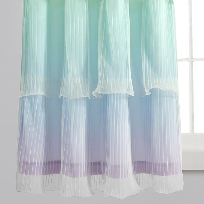 Lush Decor Rainbow Ombre Nerina Light Filtering Window Curtain Panels Pair 36" W x 63" L Rainbow - Rainbow Curtains - for Kids Bedroom - Nursery Decor