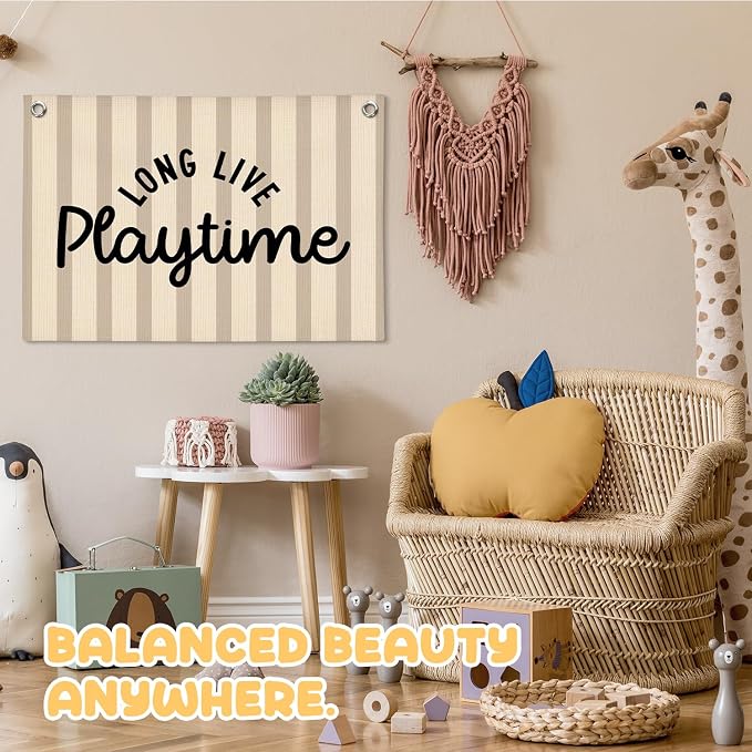 Playroom Wall Decor, Long Live Playtime Linen Canvas Banner, Toddler Playroom Decor Kids Room Nursery Wall Decor for Toddler Boys Toy Room Bedroom, 30x20 Inch