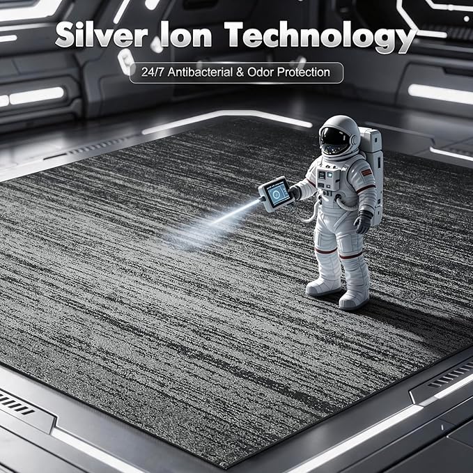 LIANLAM 2x6 Silver Infused Self-Cleaning Runner Rug for Hallway(2x6,Black) | NASA-inspired silver infused fabric washable rug,long-lasting surface freshness, low-pile minimalist versatile home decor